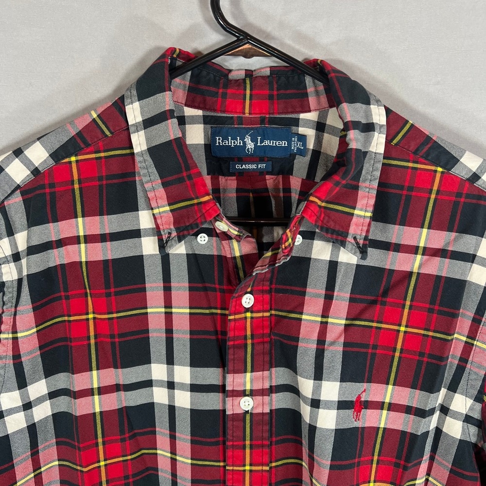 MEN'S CLASSIC PLAID NOT FLANNEL BUTTON DOWN CLASSIC FIT PLAID SHIRT SIZE XL